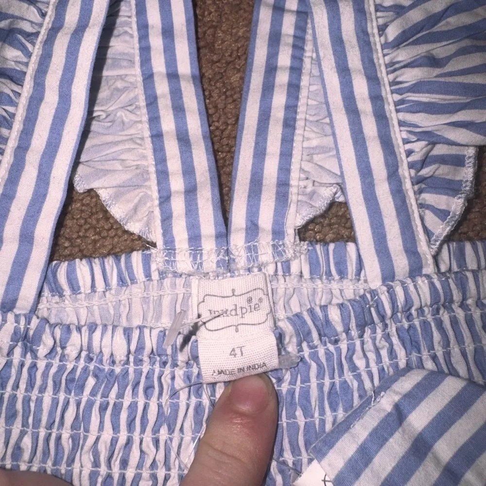 Mud Pie Blue & White Striped Smocked Sundress with Headband